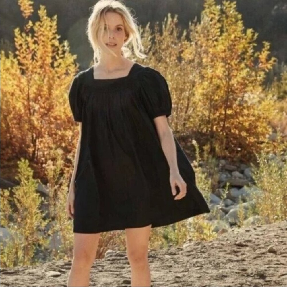 Doen Earhart smocked organic cotton-poplin mini dress